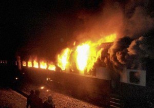 treno in fiamme